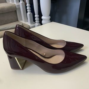 Zara metallic block burgundy patent heels size 39